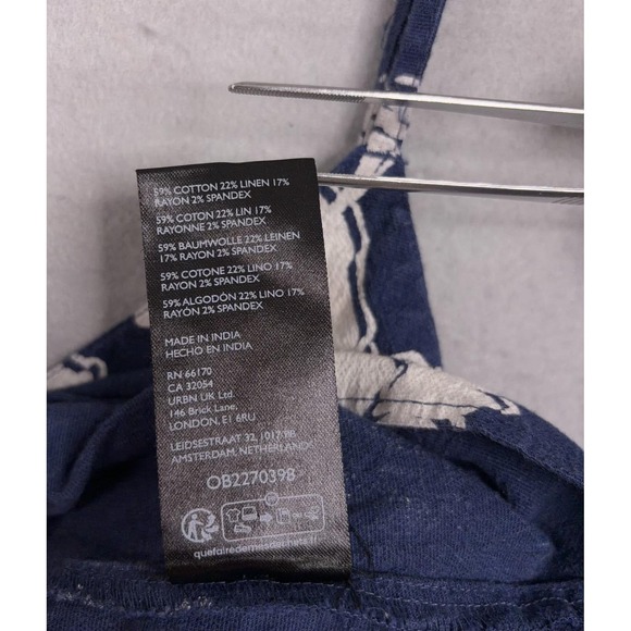 Free People Susie Printed Top Womens Large Blue Floral Wrap Cami Smocked Peplum - Picture 7 of 15